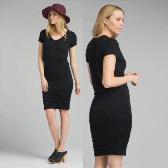 Prana Foundation Dress Black Large NWT New Stretch Jersey Knit Modal Spandex - Picture 3 of 9